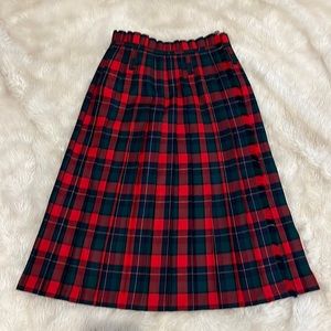 EUC Vintage Allen Lolly Adjustable Red Plaid Kilt Skirt Size 8